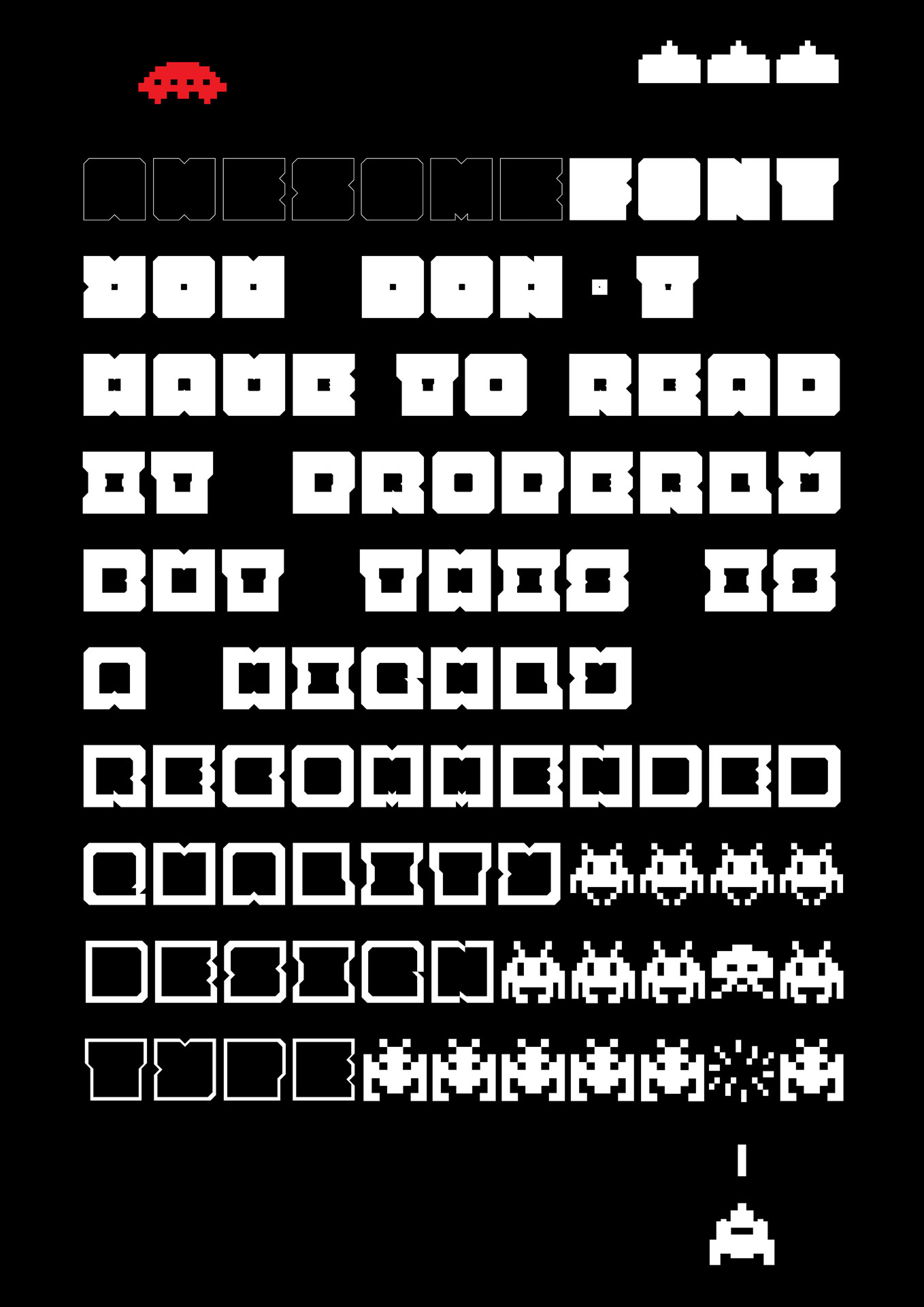 Space invader, experimental variable font, Sebastian Knöbber